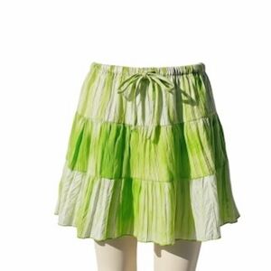 Fluorescent Lime Green Ombre Preppy Surfer Beachwear Micro Mini Skirt Size Large